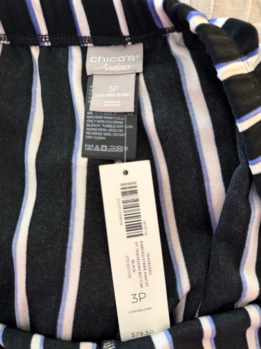 Chico's Black and White Vertical-Stripe Wide Leg Pants - Picture 5 of 9